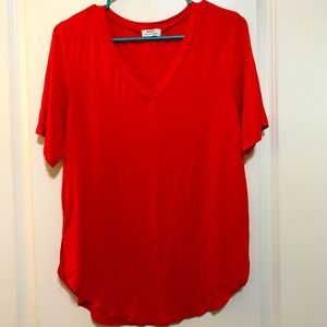PIKO Envi free fashion- red orange v neck top -Size Small